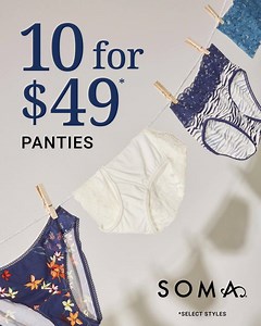 53K views · 533 reactions | Go ahead and gift yourself our softest, comfiest panties for less than $5 each when you buy 10. Limited time only! | Soma Intimates | Facebook