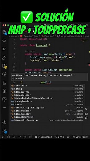 Java Streams en 60s ⚡ Convierte a Mayúsculas con map() | Coding Challenge #2