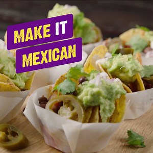 Keep your compadres fed and entertained by making snacking time Mexican with these little Nacho cups using our Old El Paso™ NACHIPS Tortilla Chips. Full recipe in the comments below. | Old El Paso