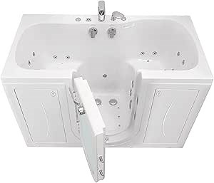Ella Tub4Two 32"x60" Hydro + Air w/ Independent Foot Massage Acrylic 2 Seat Walk in Tub, Left Door, Heated Seats, 2 PC Fast Fill Faucet, 2" Dual Drain