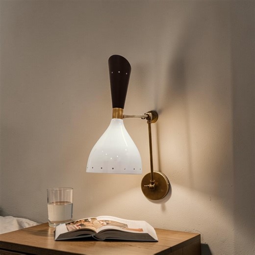 Mid Century Modern Wall Sconce Brass Adjustable Wall Lamp Bedside Reading Light - Etsy