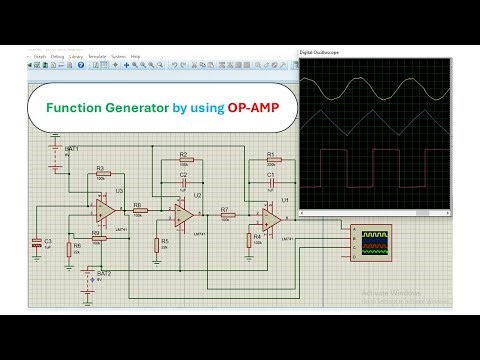 Function Generator using OP-AMP | Sine, Triangular and Square wave generator | Proteus Simulation