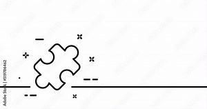Putting together puzzles. One puzzle, problem solving, creative thinking, inspiration, teamwork, riddle, jigsaw puzzle. One line drawing animation. Motion design. Animated technology logo. Video 4K