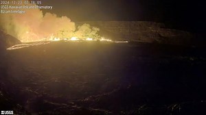 The #Kilauea volcano on Hawaii’s Big Island erupted in the early hours of December 23. 🌋 🌋 Footage released by the United States Geological Survey (USGS) shows lava fountains feeding lava flows across the caldera floor as the sun rises. Credit: @USGSVolcanoes via Storyful | WeatherBug