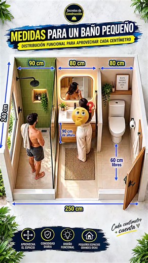 Medidas para baños: espacio mínimo y distribución cómoda