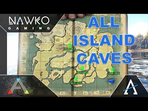 ARK Caves The Island - All caves above the sea - with map!