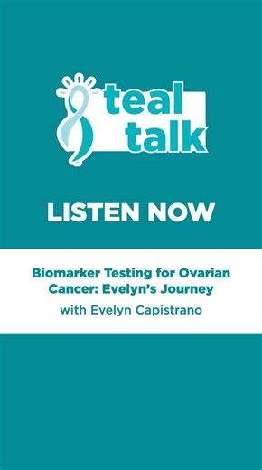 How can biomarker testing guide your ovarian cancer treatment? 💙 Survivor Evelyn shares her journey and the role of personalized medicine on #TealTalkPodcast. 🎧 Full conversation: https://ovarian.org/teal-talk-biomarker-testing-for-ovarian-cancer-evelyn/ #KnowOvarian #OvarianCancerAwareness #NOCC | National Ovarian Cancer Coalition - New England Region