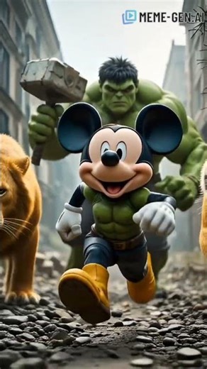 hulk fighting with micky mouse