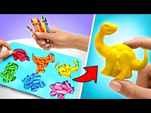 EASY DIY! Coolest Crayon Crafts: Mermaid Tails, Colorful Dinos, and Melting Crayon Art 🌈