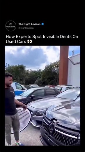 The Night Lexicon on Instagram: "Some dents aren’t visible to the human eye 👀. That’s why professionals use reflection boards—the parallel lines reveal every tiny distortion on a car’s surface. If a line bends, even slightly, it exposes a hidden dent. This method helps detailers and inspectors detect imperfections that would otherwise go unnoticed, ensuring the car’s exterior is perfectly aligned before it ever leaves the lot"