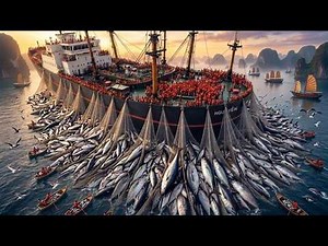 Large-Net Fishing Boat | Catching Huge Numbers of Live Fish at Sea