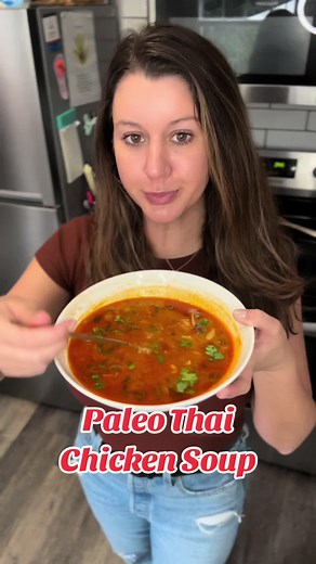 Paleo Thai Chicken Soup recipe from @Michele Rosen (Paleo Running Mama). See comments for link to her site for the recipe! This is also low carb, keto friendly and high in protein. #paleo #soup #soupseason #lowcarb #weightloss #protein #keto #thai #fyp #foryoupage #trending #zachbryan #revival