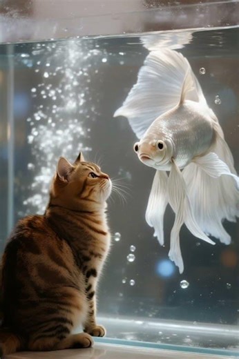 Cat Watching Betta Fish 🐱🐟