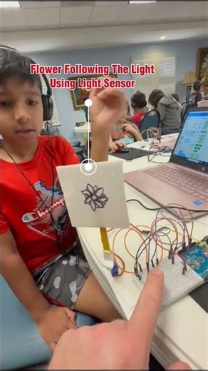 Kids built a solar-tracking flower using Arduino!