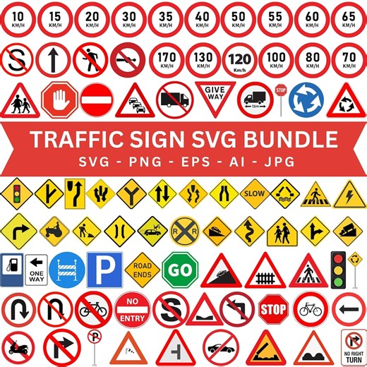 Traffic Road Signs SVG Bundle, Road Sign SVG, Silhouette Files, Street Sign, Warning Signs, Road Symbols for Cricut, Traffic - Etsy Canada
