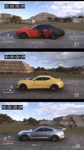 Which Stops First? Challenger vs Camaro vs Mustang #forzahorizon5