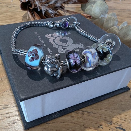 Authentic Trollbeads Bracelet With 6 Beads on Wheat Chain With Clasp - Etsy
