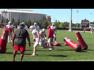 Defensive line drills at Ohio State practice