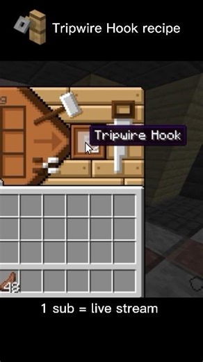 Minecraft Tripwire Hook recipe 🥷🏻 #minecraftrecipies #gaminghindi #minecraftbuilding #minecraftcraft