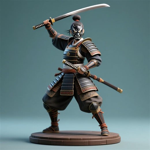 Samurai Warrior Statue: Japanese Fighter Model STL (3D Printable) - Etsy