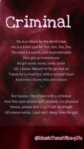 But mama I am in love with criminal 😏🥰👀💓 #lyrics #song ‪@MusicTuneVibe-p7u‬