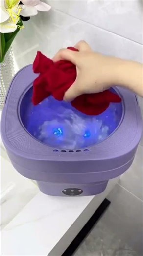 ✨ Portable Mini Washing Machine 🧺 | Compact & Foldable 💜