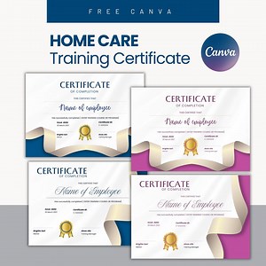Home Care Training Certificate Canva Template, Caregiver Completion Diploma,editable Non-medical Services Certificate - Etsy