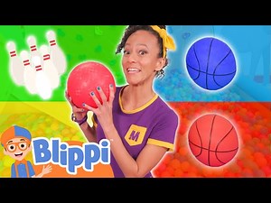 Meekah's Color Bowling Balls   More Ball Pit Games for Kids | Blippi - Learn Colors and Science - Videos For Kids