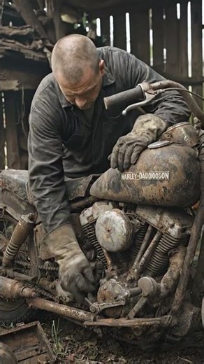1917 Old Harley Found in Ruins – Watch the Restoration #restoration #reels