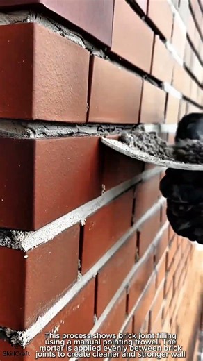 Brick Joint Filling Work Tool Using Manual Pointing Trowel #worktool