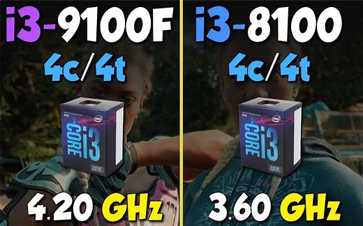 I3-9100F 4.20Ghz vs I3-8100 3.60Ghz CPU游戏性能测试对比（显卡为RTX 2070） 1080P 60帧视频