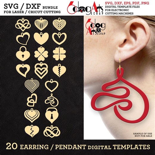 Earring Digital Templates SVG DXF Files Download for Laser Glowforge Cricut Cutting JB-1753 - Etsy