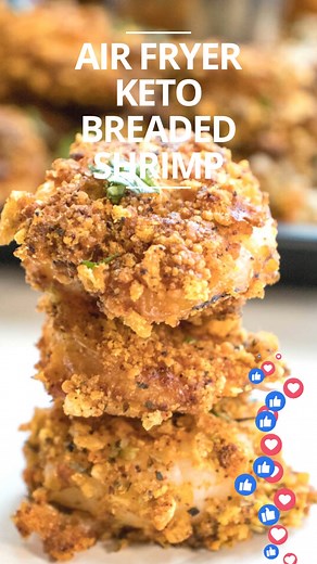 Air Fryer SHRIMP with the best keto crust! 🔥🔥🔥 Get this recipe on LowCarbInspirations.com 🔥🔥🔥 | Keto Friendly Recipes