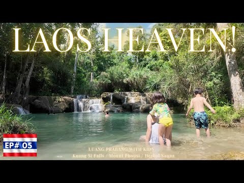 【Family Trip to Luang Prabang🇱🇦】Stunning Kuang Si Falls &Mount Phousi View| Laos Travel with kids#05
