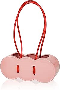 Cloud Handbag-Shaped Ceramic Flower Vase, Original Basket Vase Home Decor, Wide Open Decorative Vases, Unique Eclectic Dopamine Accent Room Decor, Gift Basket for Housewarming, Pink