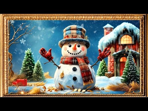Cozy Snowman Winter Scene TV Art — Relaxing Christmas Ambience