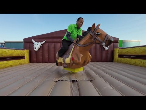 Commercial 🤠Western-Themed Mechanical Rodeo 🐴Horse with Inflatable Safety Arena T11-3109