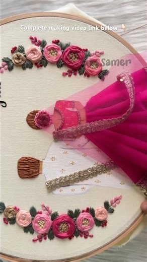 Stunning Indian Wedding Embroidery Hoop 🩷 Complete tutorial link below 👇🏻