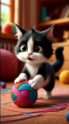 Can you help kittens to tangle a ball of yarn? #cozy #animation