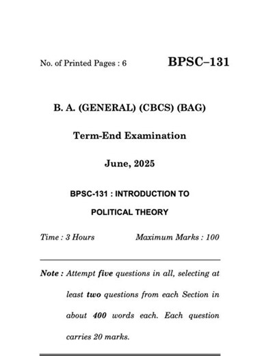 BPSC–131 June 2025 | IGNOU Previous Year Question Paper