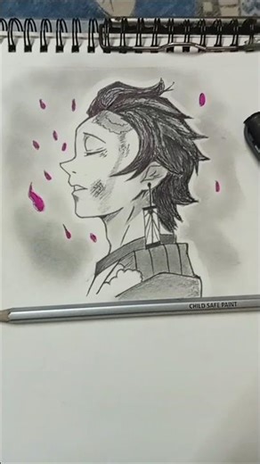 How to draw tanjiro tutorial 🤯 #drawingandassemblingdemonslayer #art #anime #fypシ #shorts