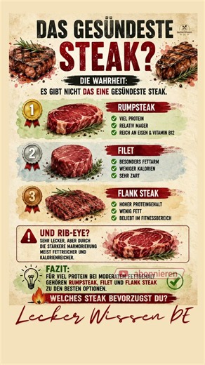 🥩 Das gesündeste Steak? Die besten Steak-Cuts für viel Protein und weniger Fett!