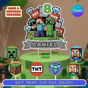 Pixel Game Cake & Cupcake Toppers, Printable Birthday Party Decor (digital Download) - Etsy Australia