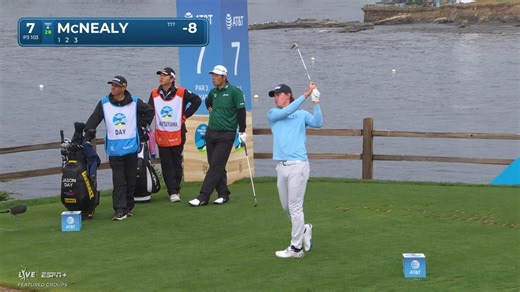 Maverick McNealy holes 23-footer for birdie at AT\u0026T Pebble Beach