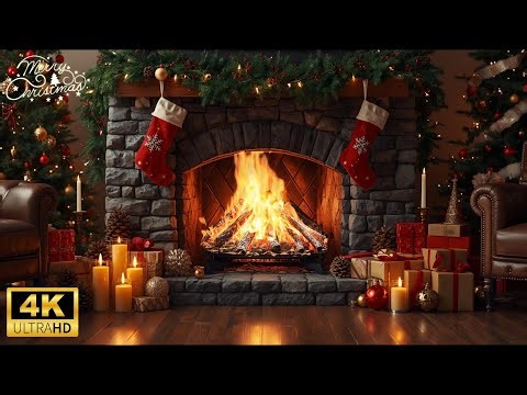 Cozy Christmas Fireplace 4K with Crackling Log | Warm Relaxing Ambience for Stress & Insomnia Relief