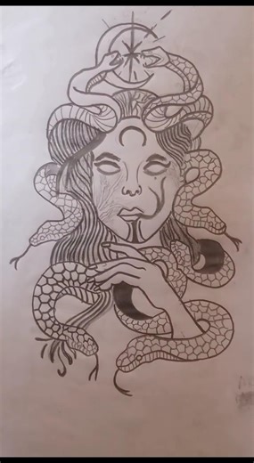 Medusa Drawing 🐍 From Curse to Power | Mythology Art