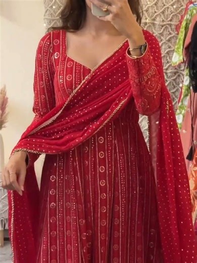 Maroon Designer Gown Set | Heavy Sequins & Zari | Elegant Festive Look