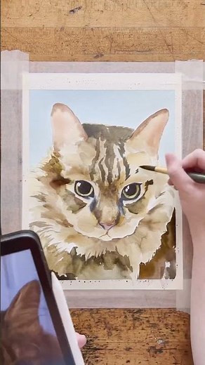 Learn how to paint a cat portrait with Sarah Cray #watercolorpainting #catlover