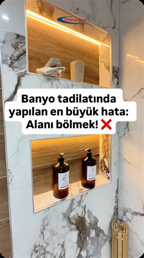 DOLGUN YAPI on Instagram: "Banyoda ferahlık sadece metrekareyle değil, doğru alan yönetimiyle gelir. ✨ Özlüce’de ki bu projede, işlevsiz kalan iki dar banyoyu tek bir geniş yaşam merkezine dönüştürdük. Çamaşır ve kurutma makinelerini şık bir dolap içine gizlerken, modern Türk hamamı konseptini ışıklı niş detaylarıyla birleştirdik. Sonuç; beklediğimizin çok üzerinde, huzurlu bir banyo deneyimi. ✨ Siz de banyonuzda ‘yerim dar’ diyorsanız, bizimle iletişime geçmeden karar vermeyin! 👇 📍 23 Nisan M