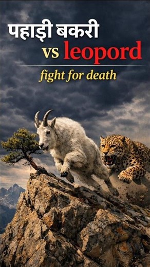 पहाड़ी बकरी ने तेंदुए के डर से पहाड़ से लगाई छालांग | Mountain Goat vs Lepord | #animals #shorts